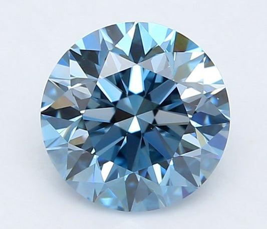 Lab-Grown Round Diamond - 1.05 Carats, Fancy Vivid Blue Color, VVS1 Clarity - Certified by IGI - Report Number: LG663402319
