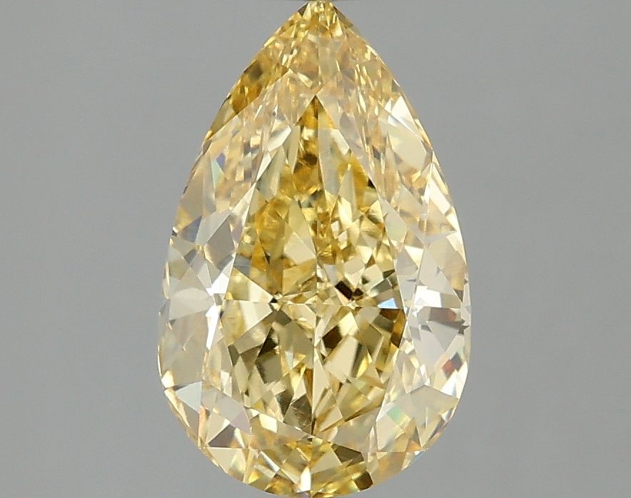 Lab-Grown Pear Diamond - 2.02 Carats, Fancy Vivid Yellow Color, VVS2 Clarity - Certified by IGI - Report Number: LG673401030