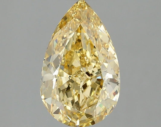 Lab-Grown Pear Diamond - 2.02 Carats, Fancy Vivid Yellow Color, VVS2 Clarity - Certified by IGI - Report Number: LG673401030