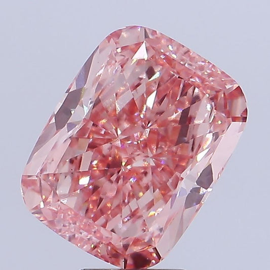 Lab-Grown Cushion Diamond - 5.12 Carats, Fancy Vivid Pink Color, VS1 Clarity - Certified by IGI - Report Number: LG615365244