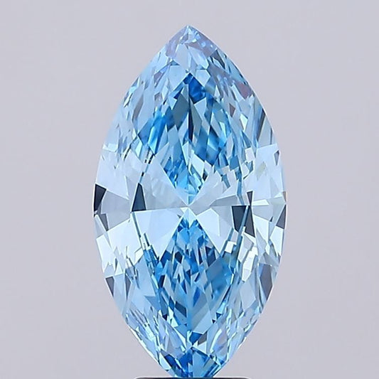 Lab-Grown Marquise Diamond - 5.01 Carats, Fancy Vivid Blue Color, VS1 Clarity - Certified by IGI - Report Number: LG689506804