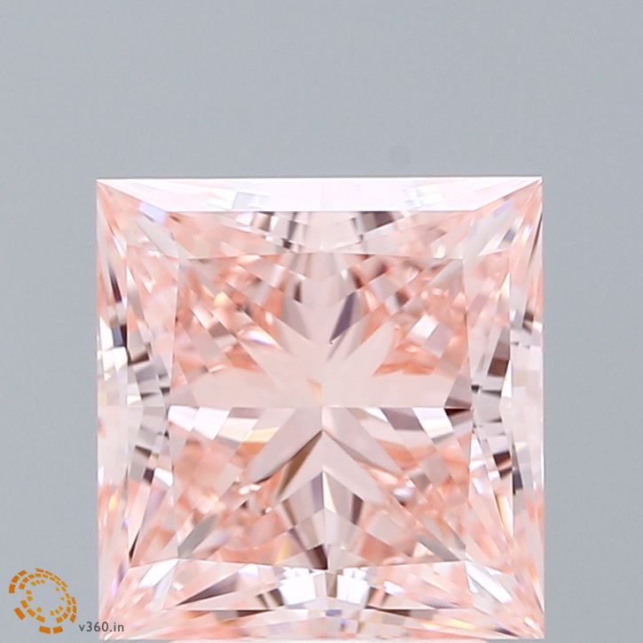 Lab-Grown Princess Diamond - 3.54 Carats, Fancy Vivid Pink Color, VVS2 Clarity - Certified by IGI - Report Number: LG663412752