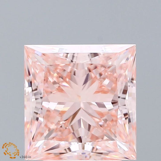 Lab-Grown Princess Diamond - 3.54 Carats, Fancy Vivid Pink Color, VVS2 Clarity - Certified by IGI - Report Number: LG663412752