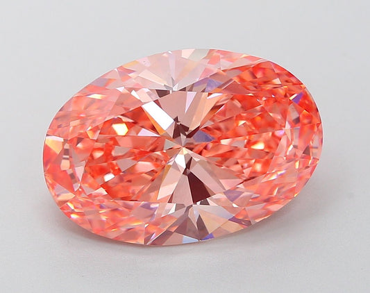 Lab-Grown Oval Diamond - 8.04 Carats, Fancy Vivid Pink Color, VS1 Clarity - Certified by IGI - Report Number: LG645483763