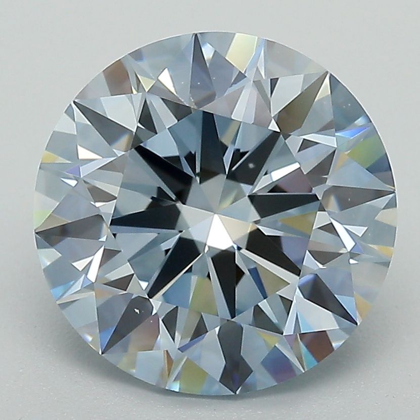 Lab-Grown Round Diamond - 3.57 Carats, Fancy Intense Blue Color, VS1 Clarity - Certified by IGI - Report Number: LG571319078