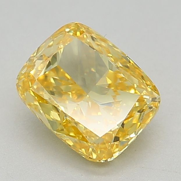 Lab-Grown Cushion Diamond - 1.02 Carats, Fancy Vivid Yellow Color, VVS2 Clarity - Certified by IGI - Report Number: LG642431375