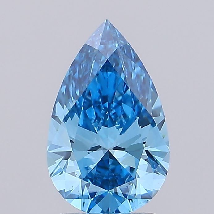 Lab-Grown Pear Diamond - 2.02 Carats, Fancy Vivid Blue Color, VS2 Clarity - Certified by IGI - Report Number: LG675594611