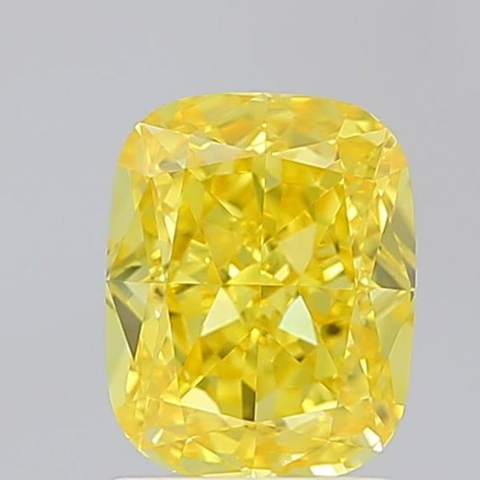 Lab-Grown Cushion Diamond - 2.08 Carats, Fancy Vivid Yellow Color, VVS2 Clarity - Certified by IGI - Report Number: LG671488566