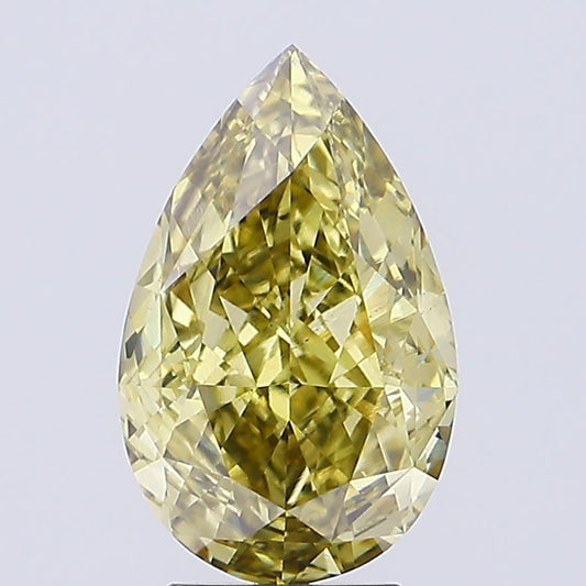 Lab-Grown Pear Diamond - 3.59 Carats, Fancy Intense Gray Yellow Color, VS1 Clarity - Certified by IGI - Report Number: LG625451798