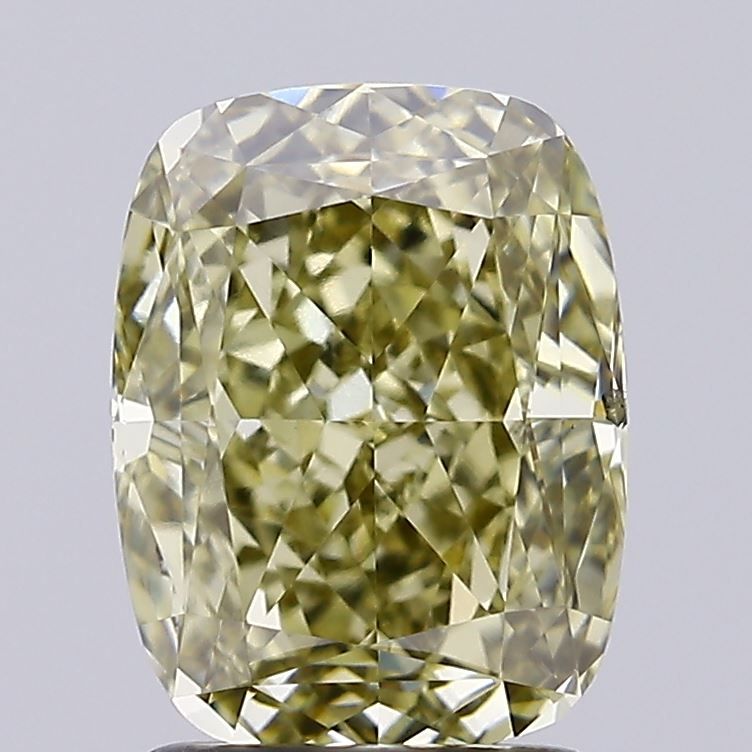 Lab-Grown Cushion Diamond - 2.11 Carats, Fancy Gray Yellow Color, VS1 Clarity - Certified by IGI - Report Number: LG627427943