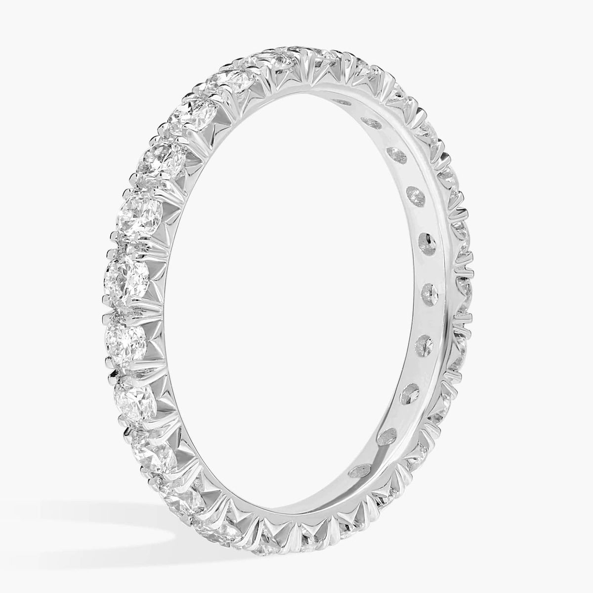 Im Labor gezüchteter französischer Pavé-Ewigkeitsring aus 14 Karat Weißgold (LD1033) (1 Karat)