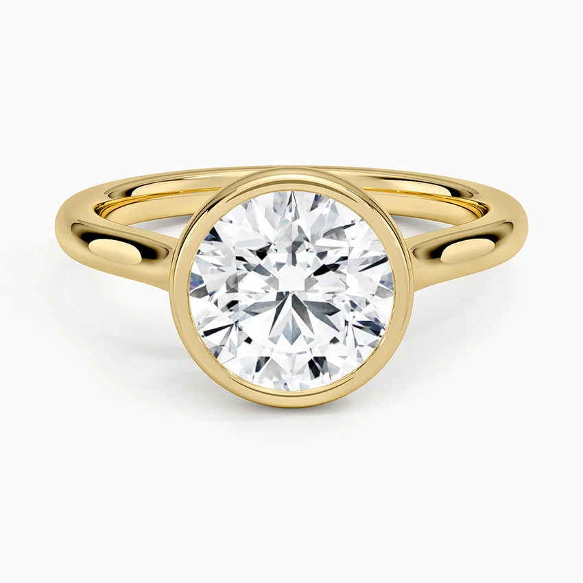 Lab Grown Round Bezel size (US 7) Set 18K Yellow Gold 2.2mm Band Width (6.01ct TCW)