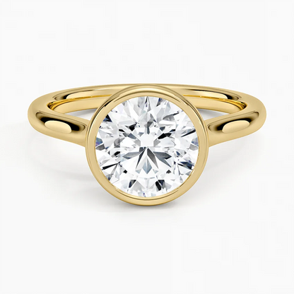 Lab Grown Round Bezel size (US 7) Set 18K Yellow Gold 2.2mm Band Width (6.01ct TCW)
