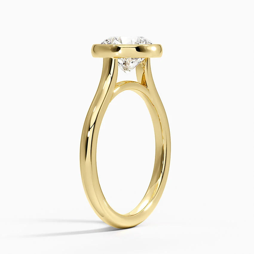 Lab Grown Round Bezel size (US 7) Set 18K Yellow Gold 2.2mm Band Width (6.01ct TCW)
