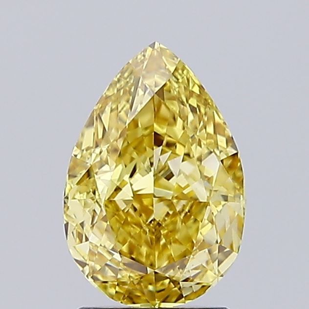 Lab-Grown Pear Diamond - 2.01 Carats, Fancy Vivid Yellow Color, VVS2 Clarity - Certified by IGI - Report Number: LG648420643