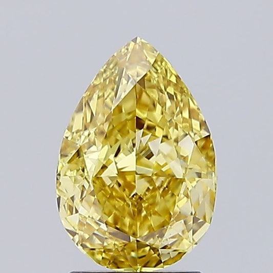 Lab-Grown Pear Diamond - 2.01 Carats, Fancy Vivid Yellow Color, VVS2 Clarity - Certified by IGI - Report Number: LG648420643
