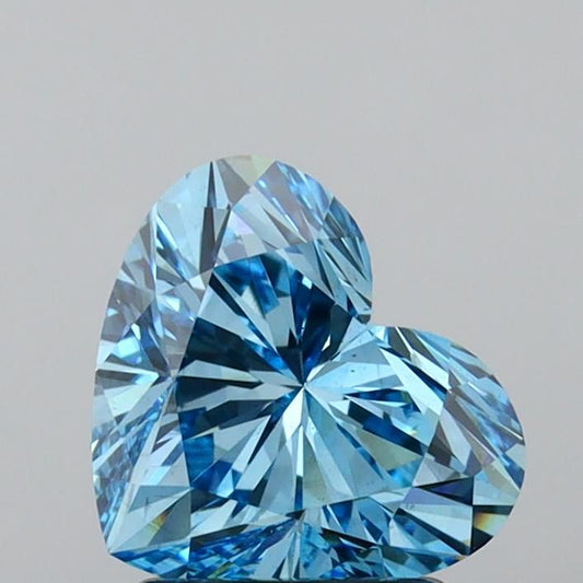 Lab-Grown Heart Diamond - 2.01 Carats, Fancy Vivid Blue Color, VS2 Clarity - Certified by IGI - Report Number: LG640414961