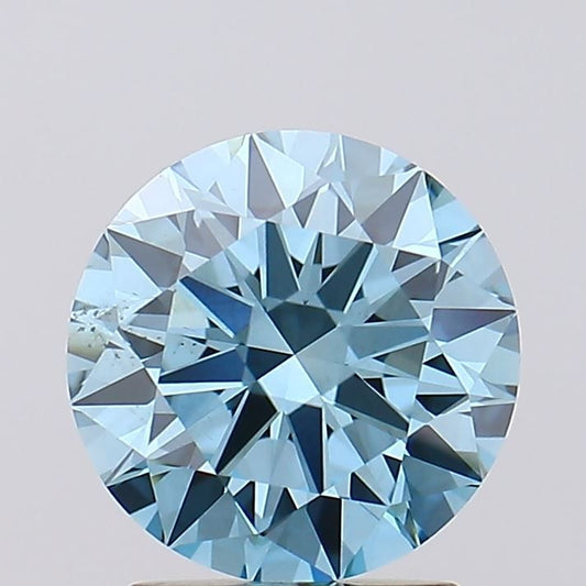 Lab-Grown Round Diamond - 2.01 Carats, Fancy Vivid Blue Color, VS2 Clarity - Certified by IGI - Report Number: LG610317127