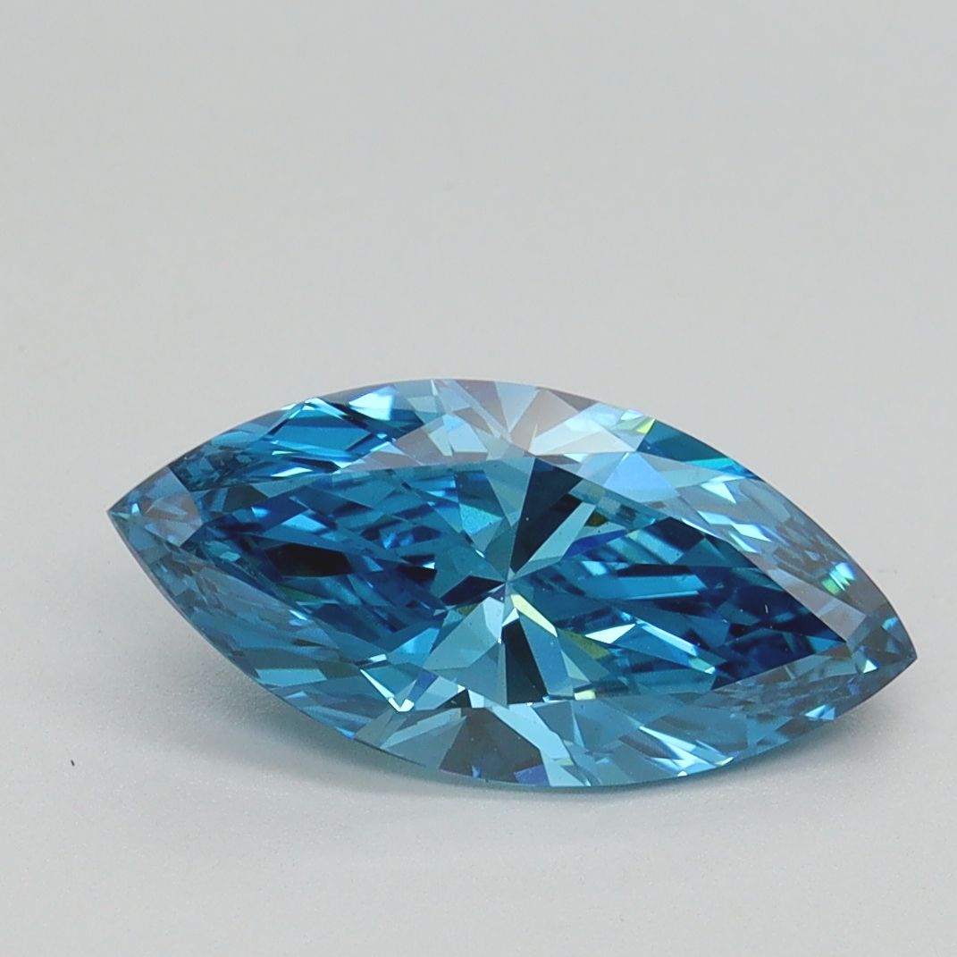 Lab-Grown Marquise Diamond - 1.5 Carats, Fancy Vivid Blue Color, VVS2 Clarity - Certified by IGI - Report Number: LG512239338