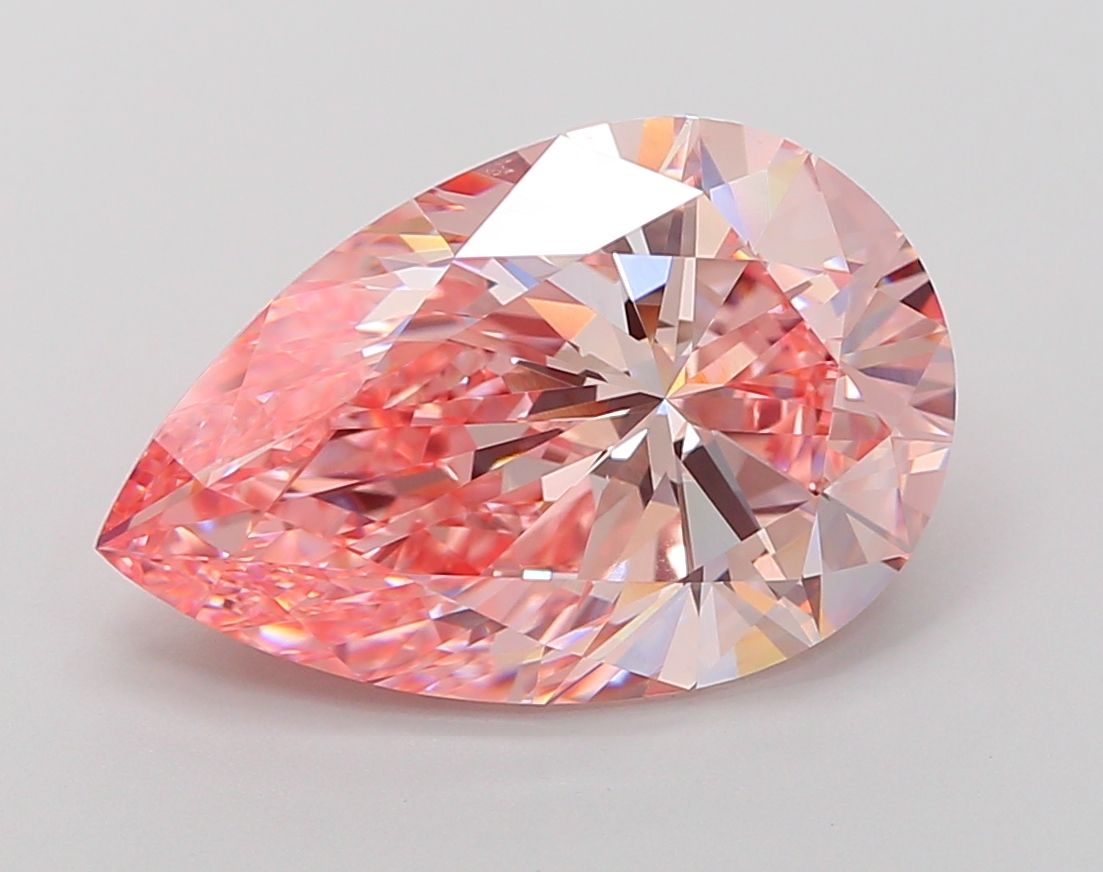 Lab-Grown Pear Diamond - 7.03 Carats, Fancy Vivid Pink Color, VVS2 Clarity - Certified by IGI - Report Number: LG668458096