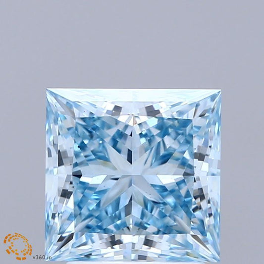 Lab-Grown Princess Diamond - 2.52 Carats, Fancy Intense Blue Color, VS1 Clarity - Certified by IGI - Report Number: LG670482009