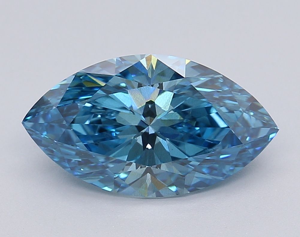 Lab-Grown Marquise Diamond - 2.02 Carats, Fancy Vivid Blue Color, VS2 Clarity - Certified by IGI - Report Number: LG616403388