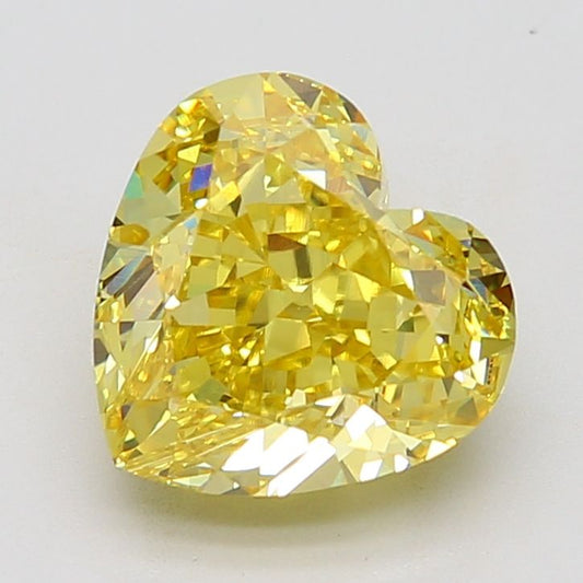 Lab-Grown Heart Diamond - 6.53 Carats, Fancy Vivid Yellow Color, VVS2 Clarity - Certified by IGI - Report Number: LG677532376