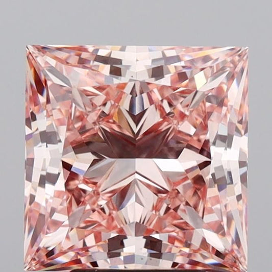 Lab-Grown Princess Diamond - 5.02 Carats, Fancy Intense Pink Color, VS1 Clarity - Certified by IGI - Report Number: LG635485866