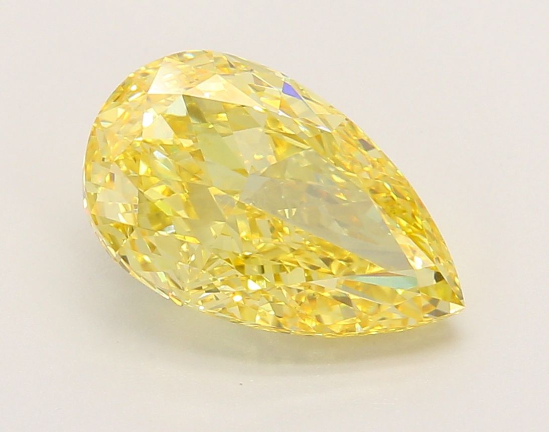 Lab-Grown Pear Diamond - 4.02 Carats, Fancy Vivid Yellow Color, VVS2 Clarity - Certified by IGI - Report Number: LG651455617