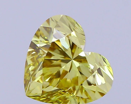 Lab-Grown Heart Diamond - 1.59 Carats, Fancy Vivid Yellow Color, VS1 Clarity - Certified by IGI - Report Number: LG647454200