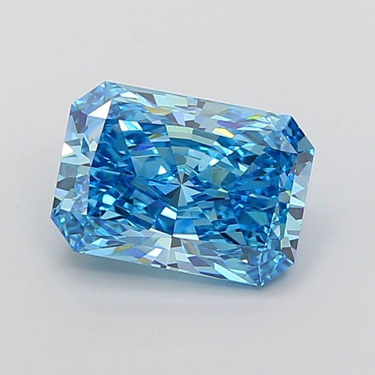 Lab-Grown Radiant Diamond - 4.04 Carats, Fancy Vivid Blue Color, VS1 Clarity - Certified by IGI - Report Number: LG680581251