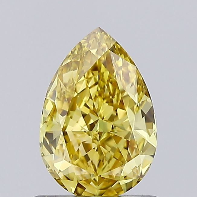Lab-Grown Pear Diamond - 1.0 Carats, Fancy Vivid Yellow Color, VVS2 Clarity - Certified by IGI - Report Number: LG651433954