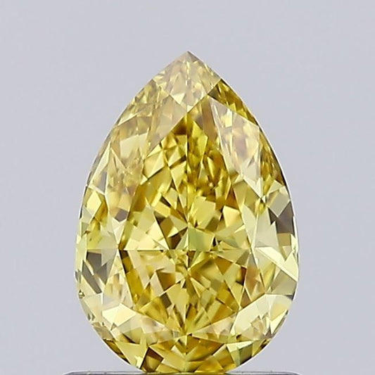 Lab-Grown Pear Diamond - 1.0 Carats, Fancy Vivid Yellow Color, VVS2 Clarity - Certified by IGI - Report Number: LG651433954