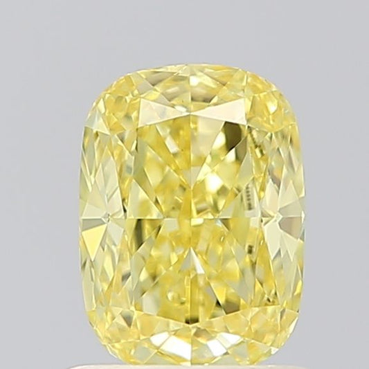 Lab-Grown Cushion Diamond - 1.0 Carats, Fancy Vivid Yellow Color, VS1 Clarity - Certified by IGI - Report Number: LG675555186