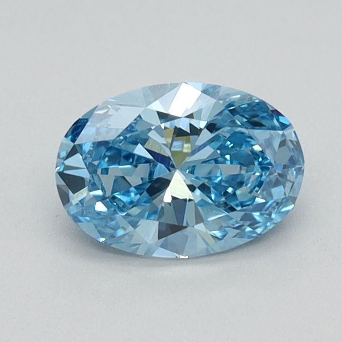 Lab-Grown Oval Diamond - 0.48 Carats, Fancy Vivid Blue Color, VS1 Clarity - Certified by IGI - Report Number: LG584356898