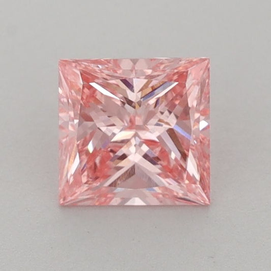 Lab-Grown Princess Diamond - 0.82 Carats, Fancy Vivid Pink Color, VS1 Clarity - Certified by IGI - Report Number: LG651444248