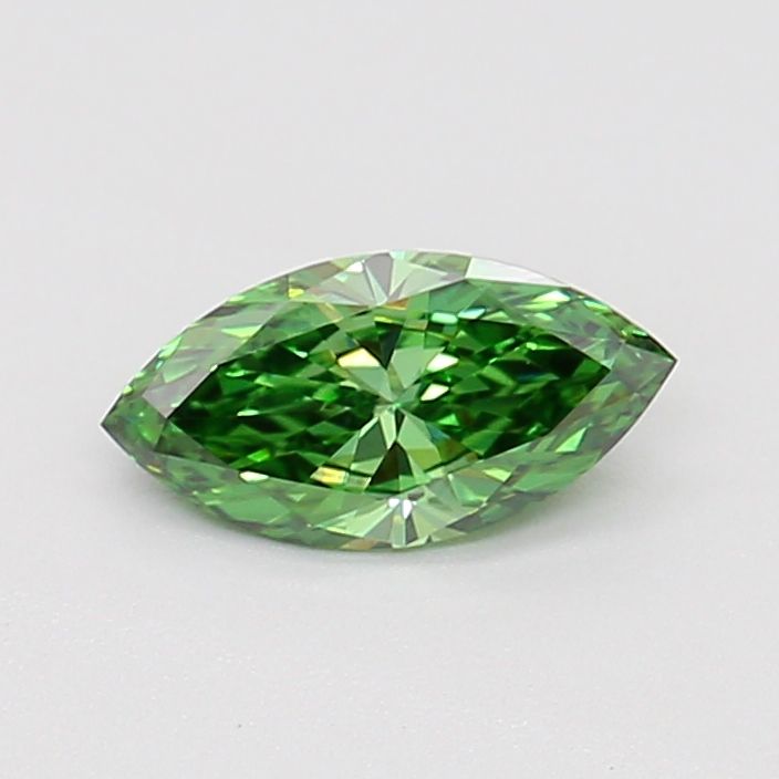 Lab-Grown Marquise Diamond - 0.45 Carats, Fancy Vivid Green Color, VVS2 Clarity - Certified by IGI - Report Number: LG680502160