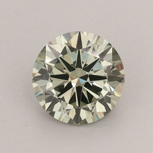 Lab-Grown Round Diamond - 0.76 Carats, Fancy Vivid Green Color, VS1 Clarity - Certified by IGI - Report Number: LG636402324