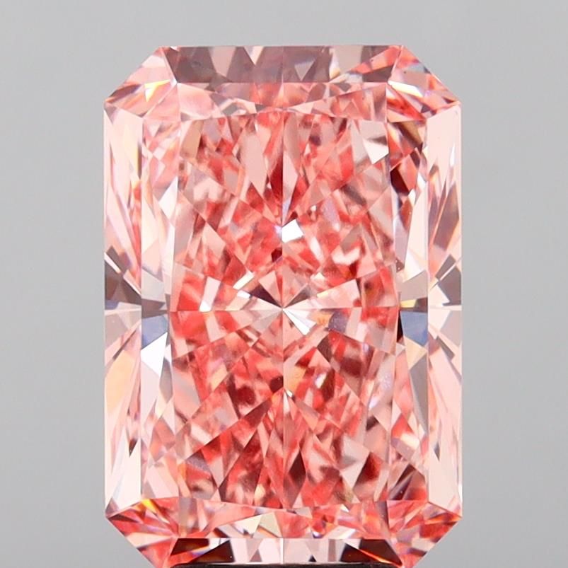 Lab-Grown Radiant Diamond - 7.19 Carats, Fancy Vivid Pink Color, VS1 Clarity - Certified by IGI - Report Number: LG644439439