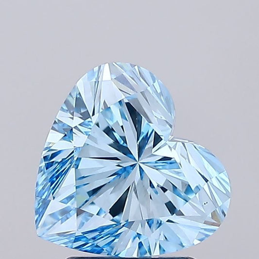 Lab-Grown Heart Diamond - 2.51 Carats, Fancy Vivid Blue Color, VS1 Clarity - Certified by IGI - Report Number: LG668466067