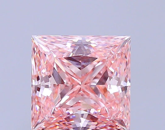 Lab-Grown Princess Diamond - 3.58 Carats, Fancy Vivid Pink Color, VS1 Clarity - Certified by IGI - Report Number: LG689542157