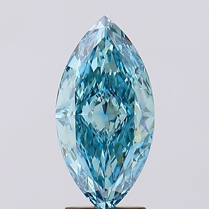 Lab-Grown Marquise Diamond - 3.54 Carats, Fancy Vivid Blue Color, VVS2 Clarity - Certified by IGI - Report Number: LG629494192