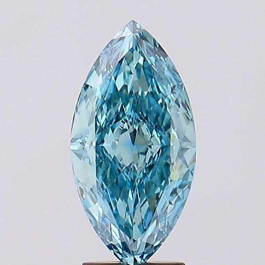 Lab-Grown Marquise Diamond - 3.54 Carats, Fancy Vivid Blue Color, VVS2 Clarity - Certified by IGI - Report Number: LG629494192
