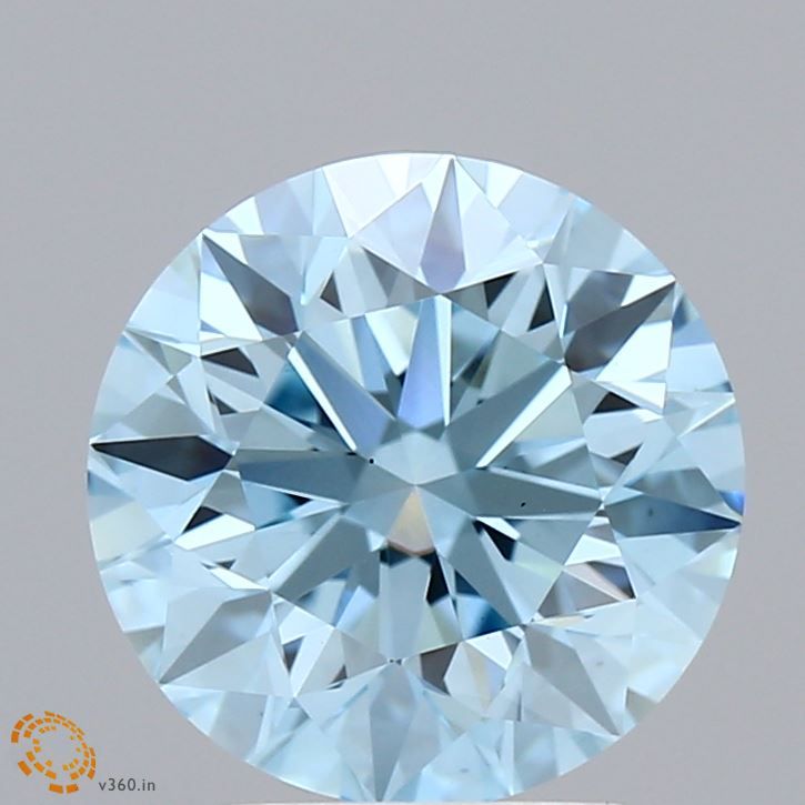 Lab-Grown Round Diamond - 3.0 Carats, Fancy Intense Blue Color, VS1 Clarity - Certified by IGI - Report Number: LG611397194