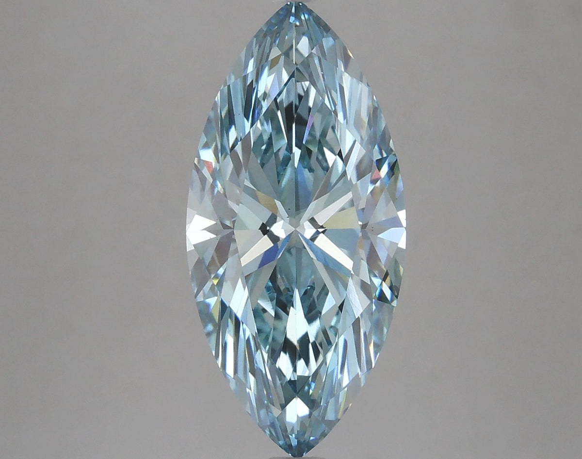Lab-Grown Marquise Diamond - 4.01 Carats, Fancy Vivid Blue Color, VS1 Clarity - Certified by IGI - Report Number: LG632455060