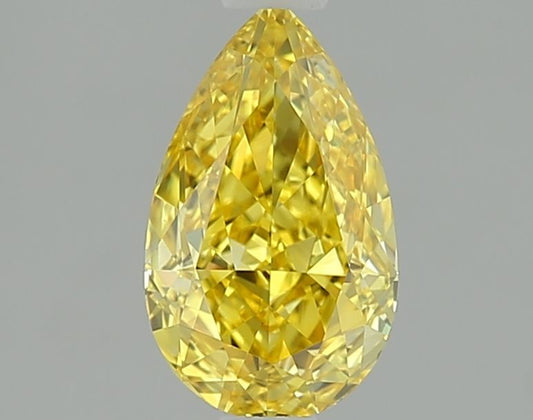 Lab-Grown Pear Diamond - 1.01 Carats, Fancy Vivid Yellow Color, VVS2 Clarity - Certified by IGI - Report Number: LG635464340