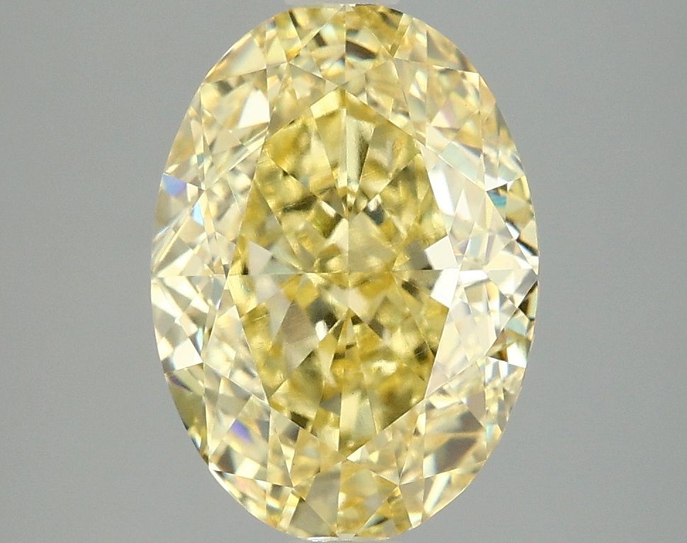 Lab-Grown Oval Diamond - 4.03 Carats, Fancy Vivid Yellow Color, VVS2 Clarity - Certified by IGI - Report Number: LG677567749