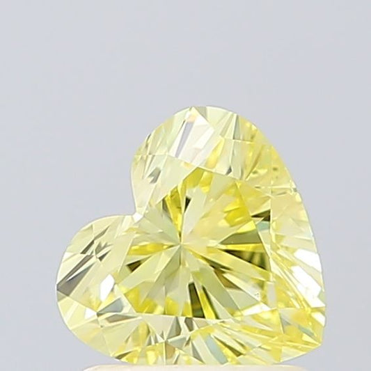 Lab-Grown Heart Diamond - 1.0 Carats, Fancy Intense Yellow Color, VS2 Clarity - Certified by IGI - Report Number: LG619430741