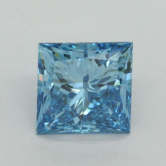 Lab-Grown Princess Diamond - 1.6 Carats, Fancy Vivid Blue Color, VVS2 Clarity - Certified by IGI - Report Number: LG644405201