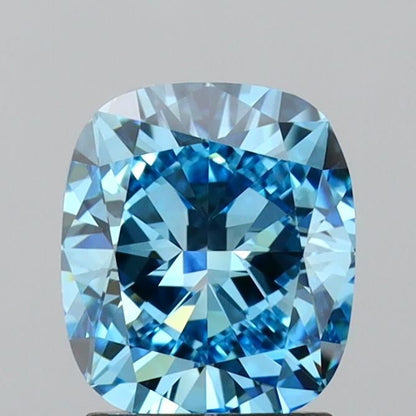 Lab-Grown Cushion Diamond - 1.53 Carats, Fancy Vivid Blue Color, VVS2 Clarity - Certified by IGI - Report Number: LG669447198